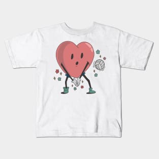 Retro Volleyball Heart Shirt, Volleyball Valentines Day Gift Kids T-Shirt